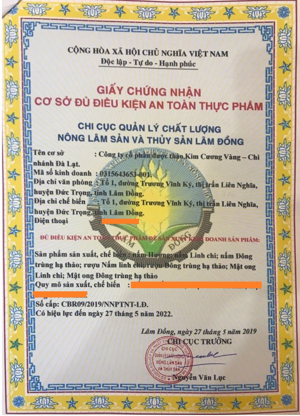 Giấy chứng nhân an toàn chất lượng